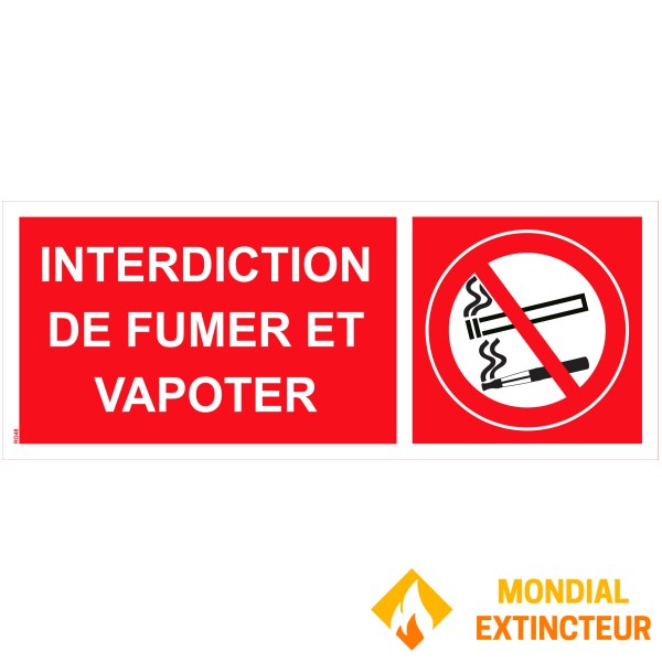 Sinal de "proibido fumar ou vaporizar" PVC - 200x80 mm