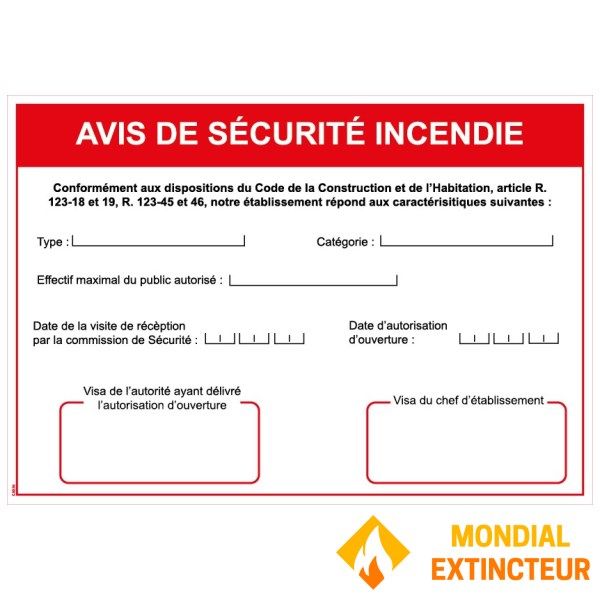 Aviz de securitate la incendiu - PVC A4