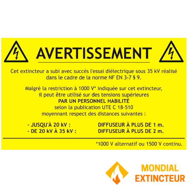 Etiqueta adezivă extintor CO₂ 1000 V - Lot de 1000