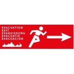 Evacuare incendiu camping Săgeată dreaptă - PVC - 300 x 100 mm