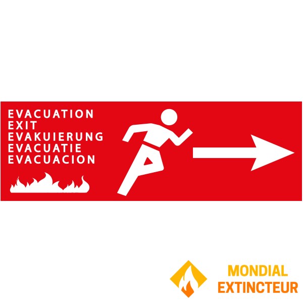 Evacuare incendiu camping Săgeată dreaptă - PVC - 300 x 100 mm