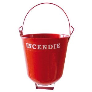 Găleată de incendiu din oțel cu fund rotund cu suport de perete