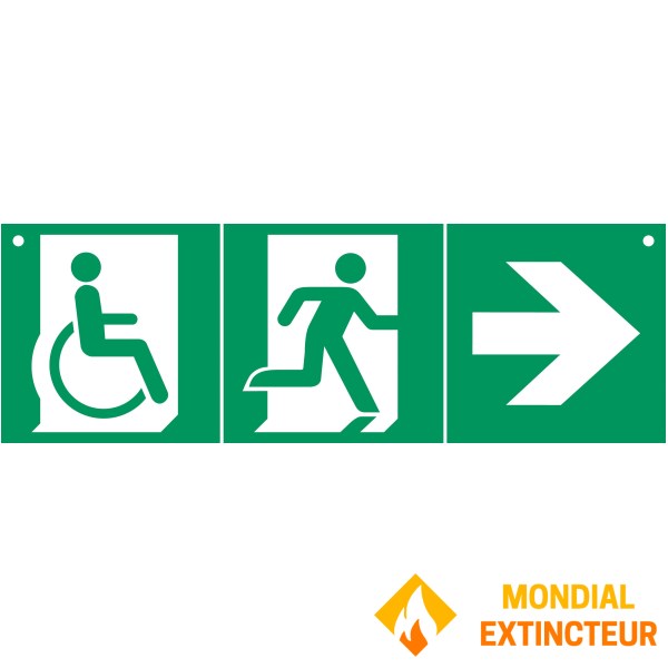 PMR Semn de evacuare - PVC - L.600 x H.200 mm - recto/verso