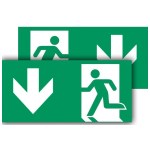 Panou de evacuare cu săgeți joase - PVC 500x250 mm - Recto-Verso