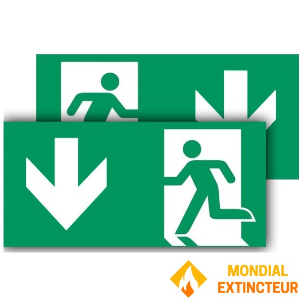 Panou de evacuare cu săgeți joase - PVC 500x250 mm - Recto-Verso