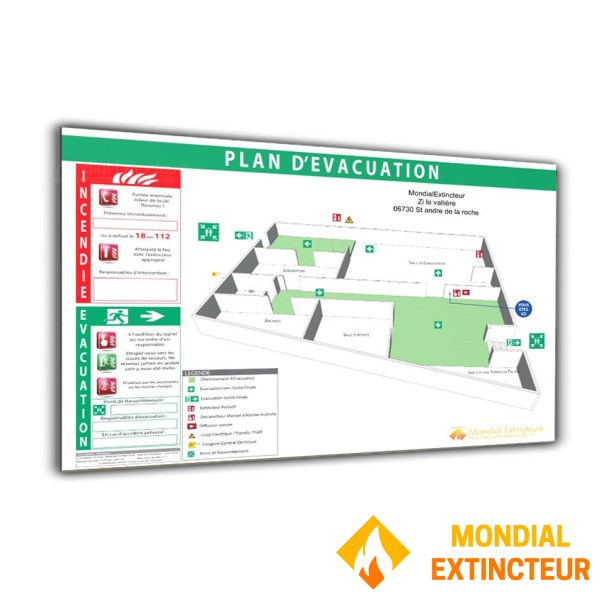 Plan de evacuare Dibond alb - efect 3D format A1