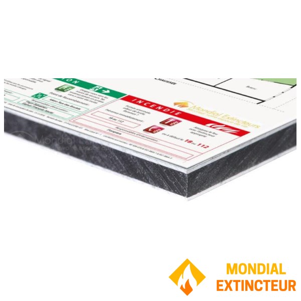 Plan de evacuare pe Dibond alb - format A3 standard