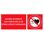 Semn de interzicere "a accesului pentru purtătorii de stimulatoare cardiace" PVC - 200x80 mm