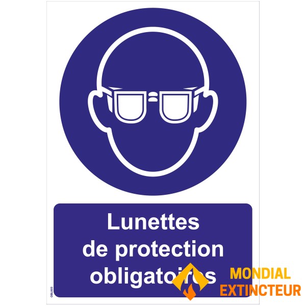 Semne cu "ochelari de protecție obligatorii" - PVC A4