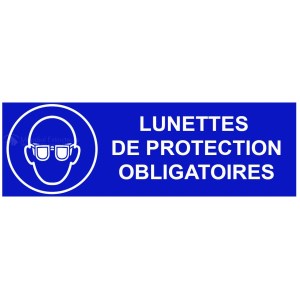 Semnalizare "ochelari de protecție obligatorii" - L.300 x H.100 mm