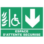 Zona de așteptare securizată cu săgeată de jos - PVC A4