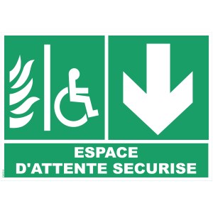 Zona de așteptare securizată cu săgeată de jos - PVC A4