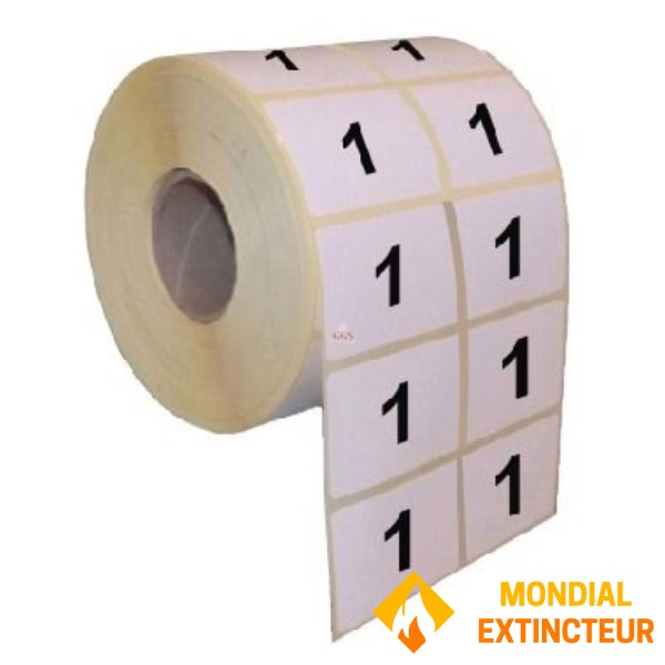 Numérotation Extincteurs – 200 chiffres par rouleau – Chiffre 1 - 15 X 20 mm -