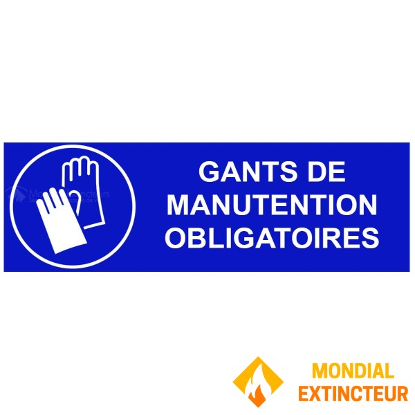Panneau sécurité du travail "gants obligatoires" – L.300 x H.100 mm