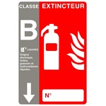 Panneau PVC extincteur CO2 avec flèche - 10 x 15 cm - Classe B
