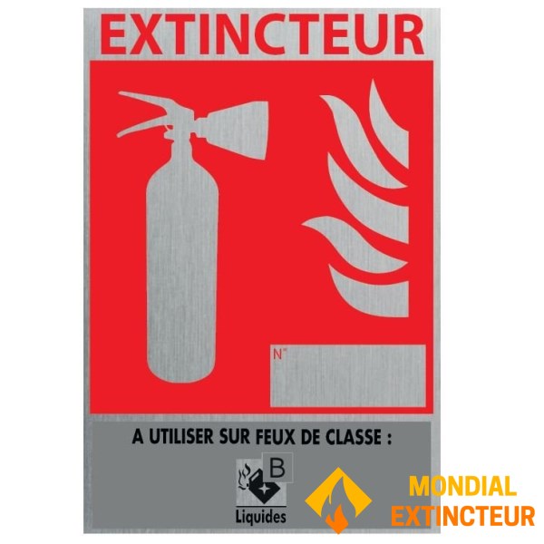 ALUMINIUM CO2-släckarpanel - 10 x 15 cm - Klass B