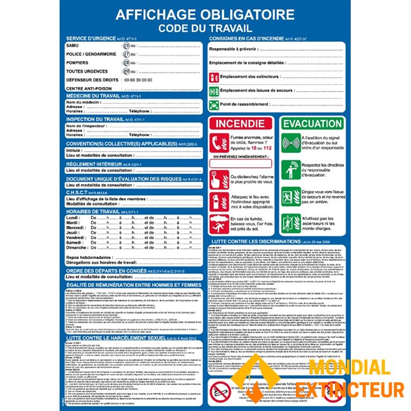 Arbetsrättslig skylt - Information till anställda - A3-format