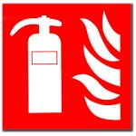 Skylt med pictogram för brandsläckare i styv PVC - 10 x 10 cm