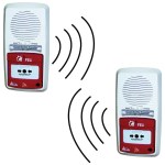 Sesli ve ışıklı sinyallere ve tekrarlayıcıya sahip 2 T4 radyo alarmı paketi