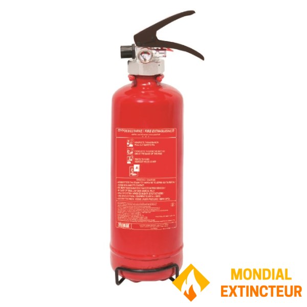 Extincteur 2 litres spécial LITHIUM pour voiture avec support de fixation