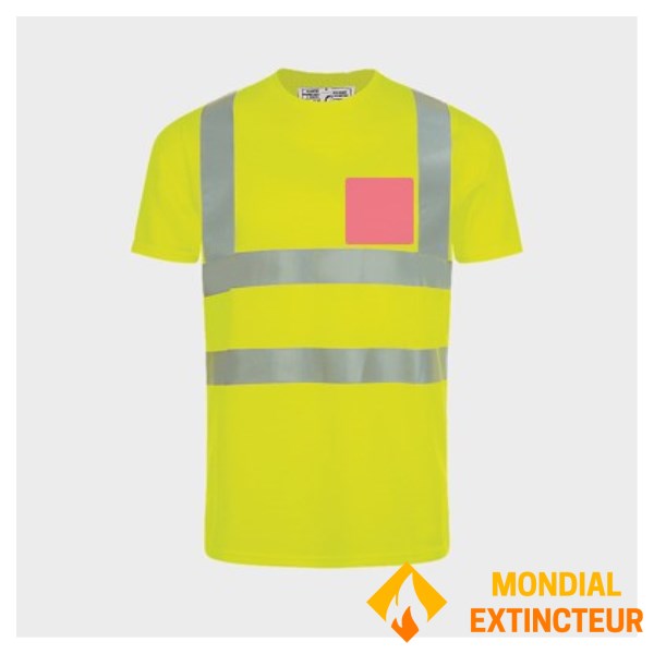 5 Tee Shirts haute visibilité jaunes - Taille L - Cœur et dos