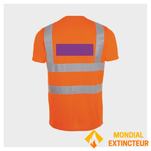 5 Tee Shirts haute visibilité oranges - Taille L - Flocage dos