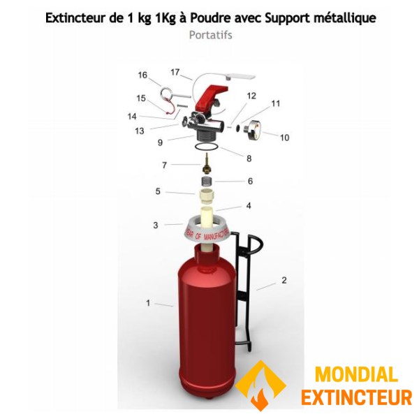 Extincteur 1 Kg ABC Marque Mobiak - Norme CE