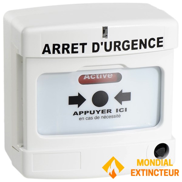 Двоконтактний білий аварійний вимикач Axendis з ручним розблокуванням