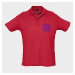 5 polos personnalisés rouges - Taille XL - Cœur et dos