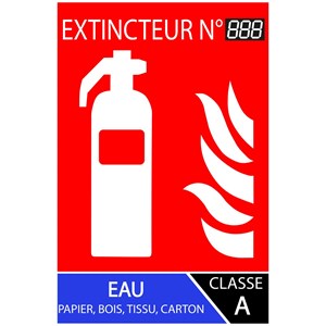 Panneau sticker vinyle eau numérotation facile 10 x 15 cm - Classe A